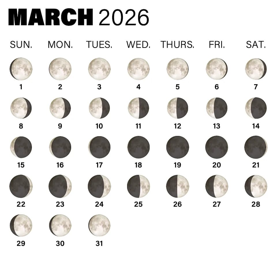 Phases of the Moon in March 2026