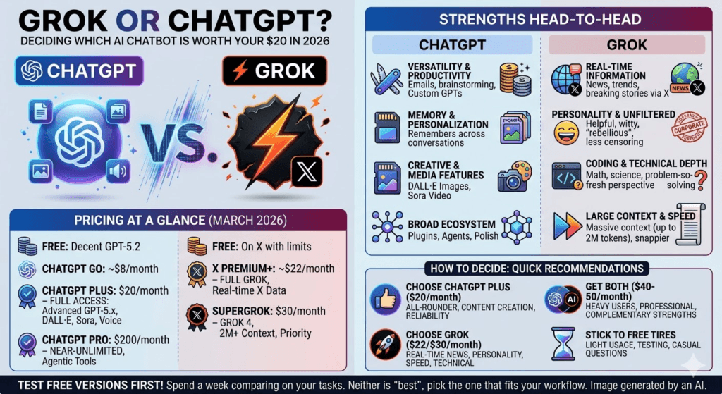 Grok or ChatGPT? How to Decide Which AI Chatbot Is Worth Your Money in 2026