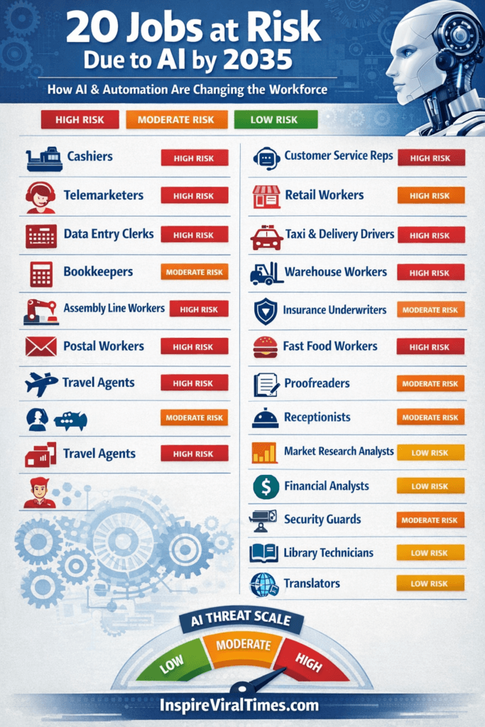 Jobs at risk from AI by 2035