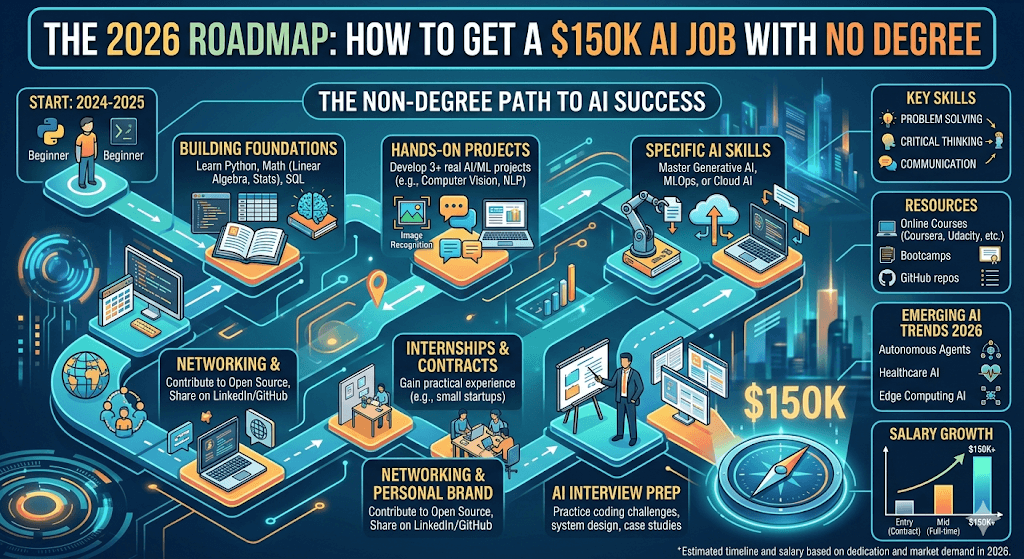 The 2026 Roadmap :How to Get a $150K AI Job With No Degree