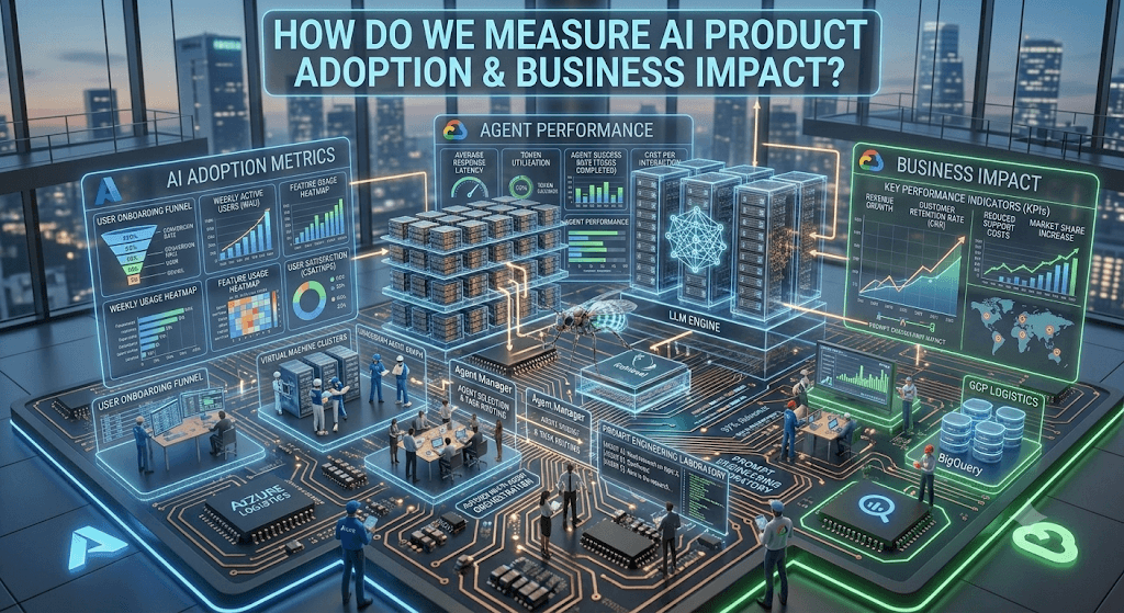 How do you measure AI product adoption and business impact?