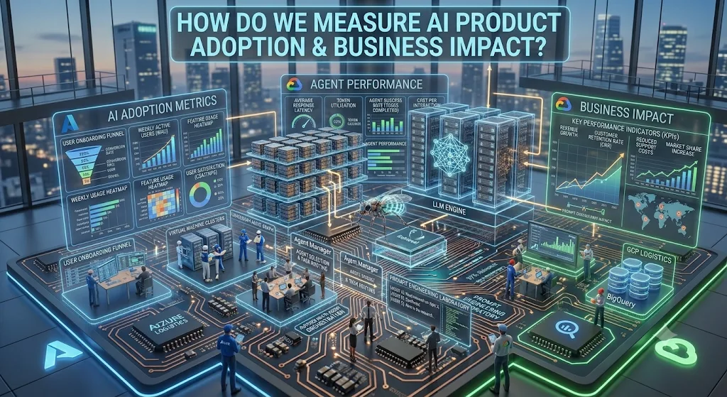 How do you measure AI product adoption and business impact?