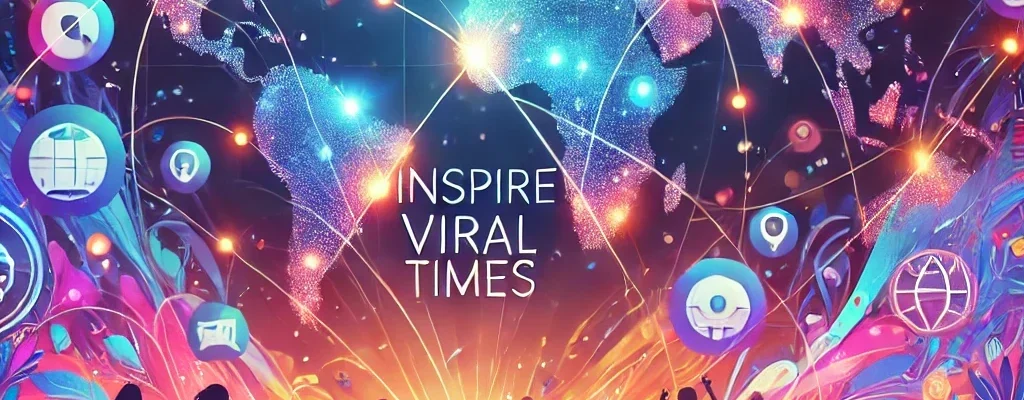 DALL·E 2024 10 16 18.09.08 A vibrant eye catching homepage image for a blog website called Inspire Viral Times. The design should blend creativity and modernity featuring a  e1729083685795